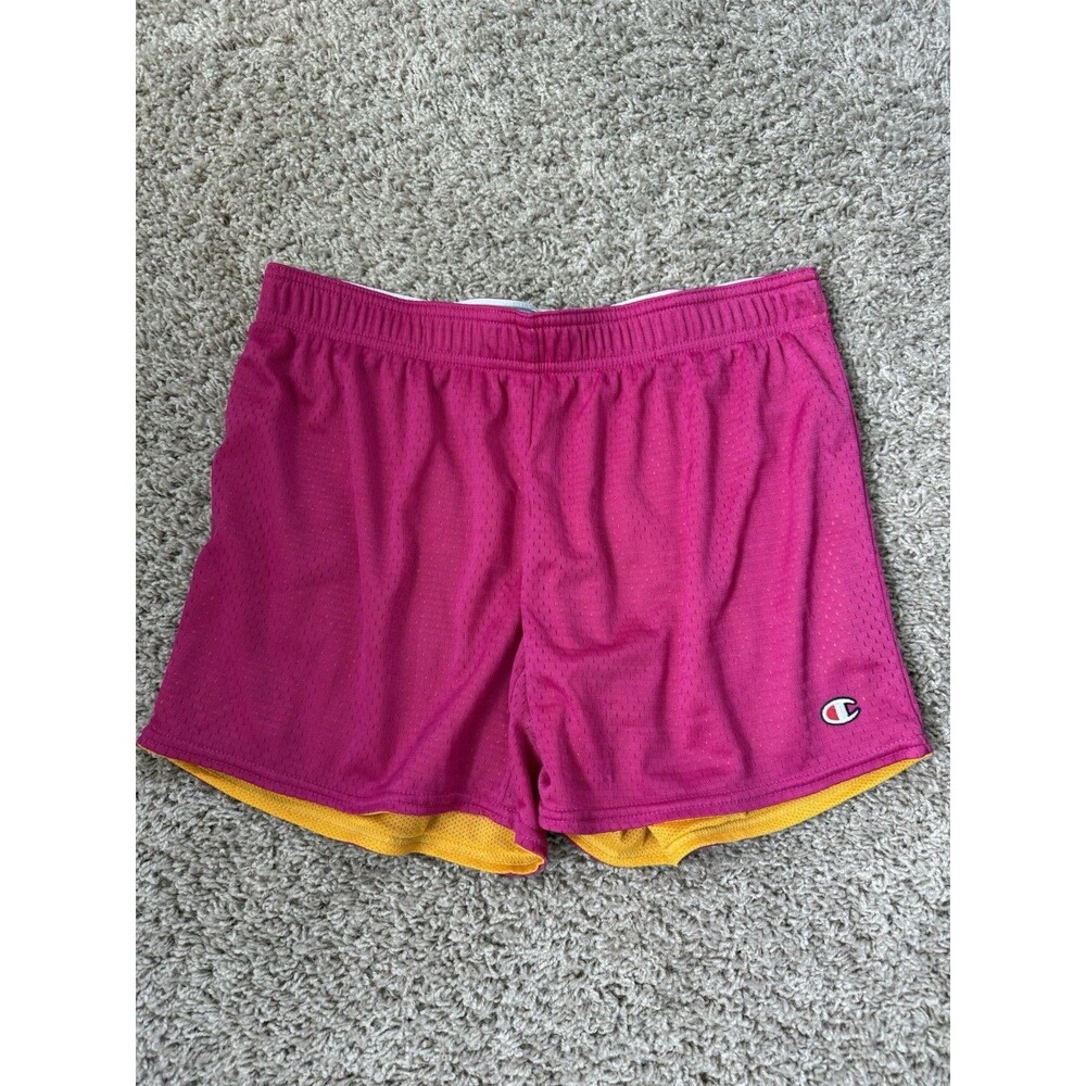 Women’s Champion Pink/Orange Mesh Pull On Athletic Shorts Size Small